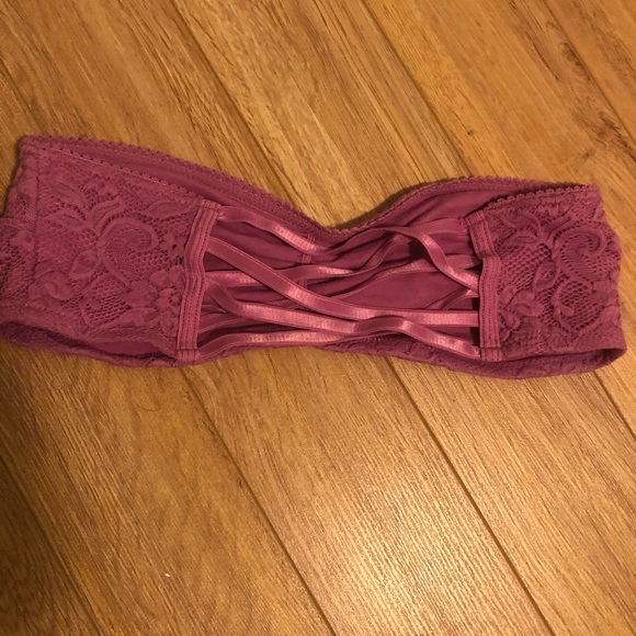 Xhilaration Purple Magenta Lace Strapless Strappy Back Bandeau Bralette - Picture 2 of 4